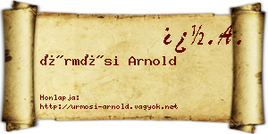 Ürmösi Arnold névjegykártya